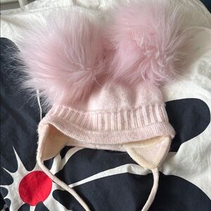 Satila Fluffy Pink Kids Hat with Ears size 49 : ideal for 1.5-3 years old